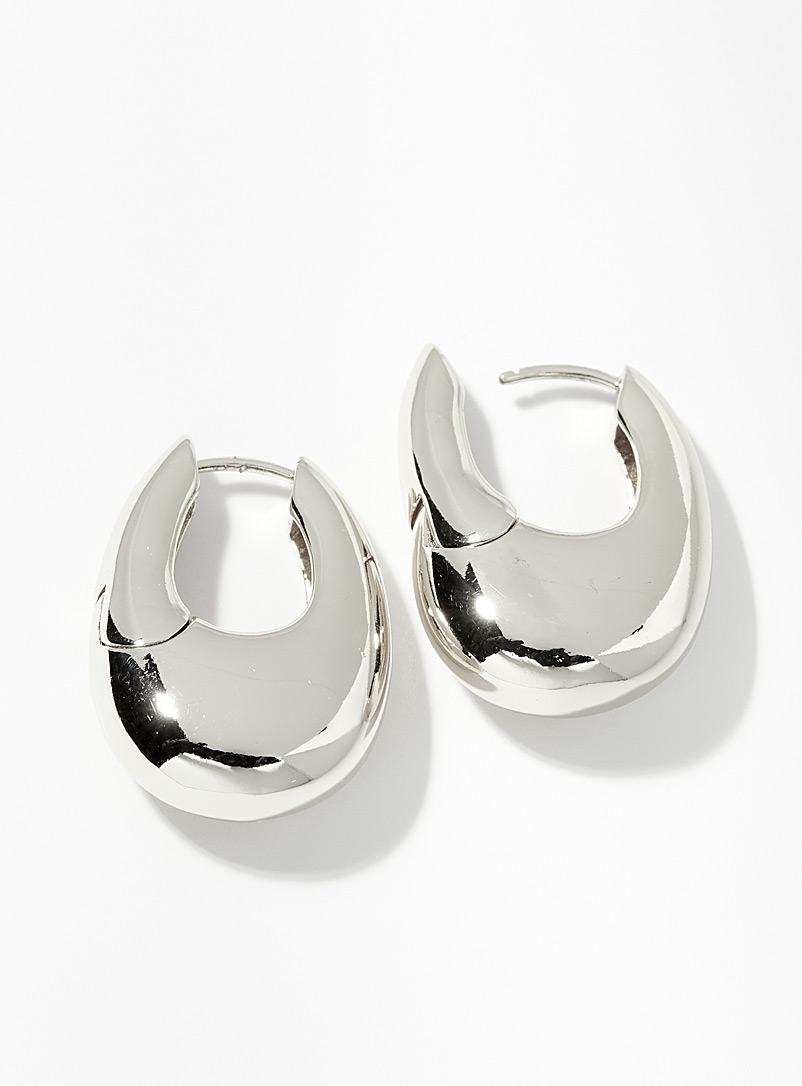 Pilgrim Silver Solid oval hoops for women
