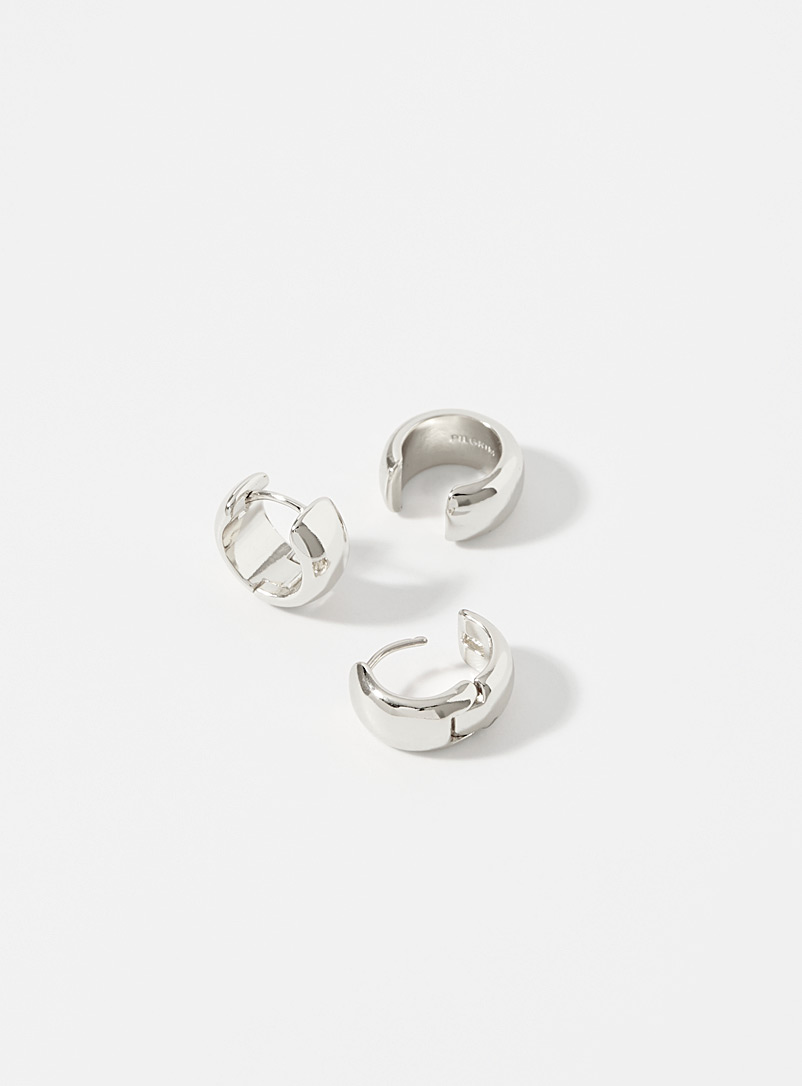 Pilgrim Silver Shimmery chunky earrings 3-piece set for women