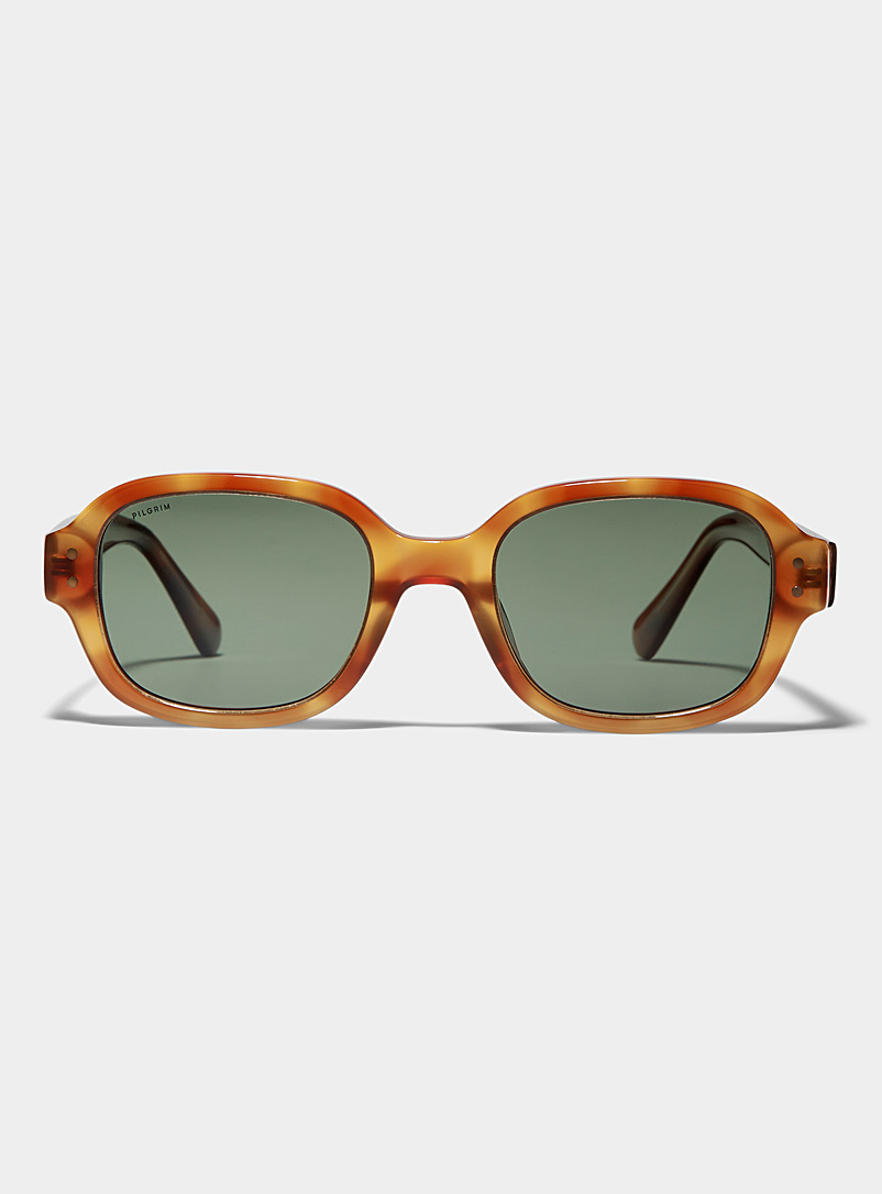 Pilgrim Light Brown Nella rounded sunglasses for women