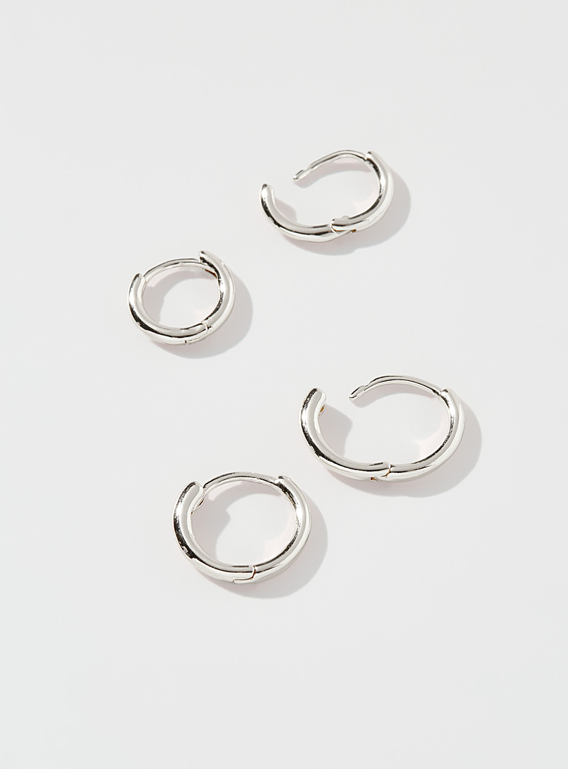 Pilgrim: Les petits anneaux métalliques Ensemble de 2 Argent pour femme