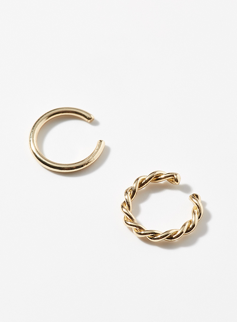 Pilgrim Assorted Minimalist gold cuff earrings Set of 2 for women