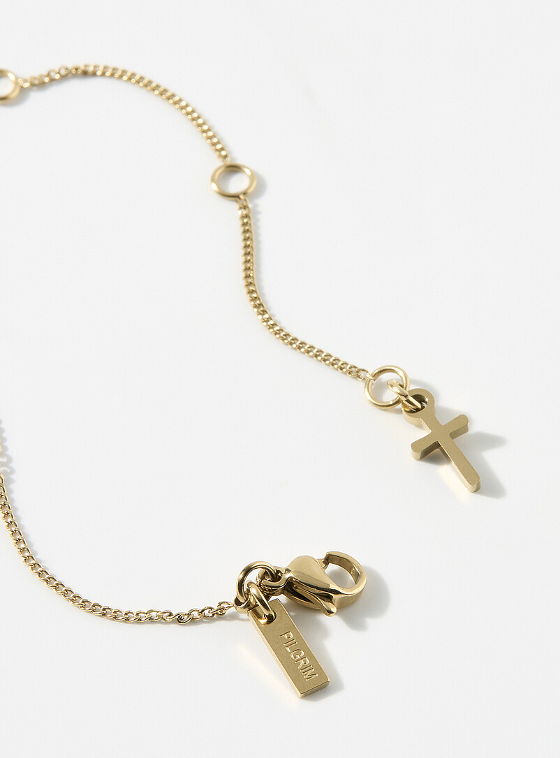 Pilgrim Golden Yellow Minimalist cross pendant necklace for men