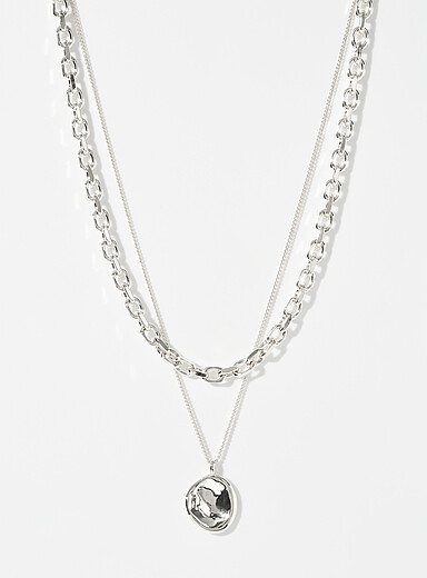 2-in-1 chain and irregular pendant necklace