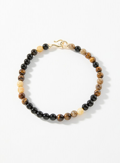 Pilgrim: Le collier larges billes &oelig;il de tigre Brun pour homme