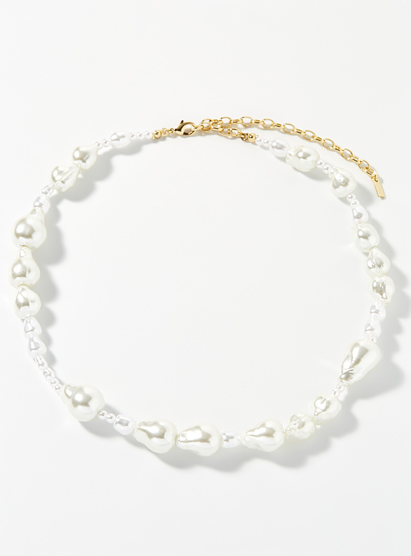 Pilgrim: Le collier perles XL variées Blanc pour femme