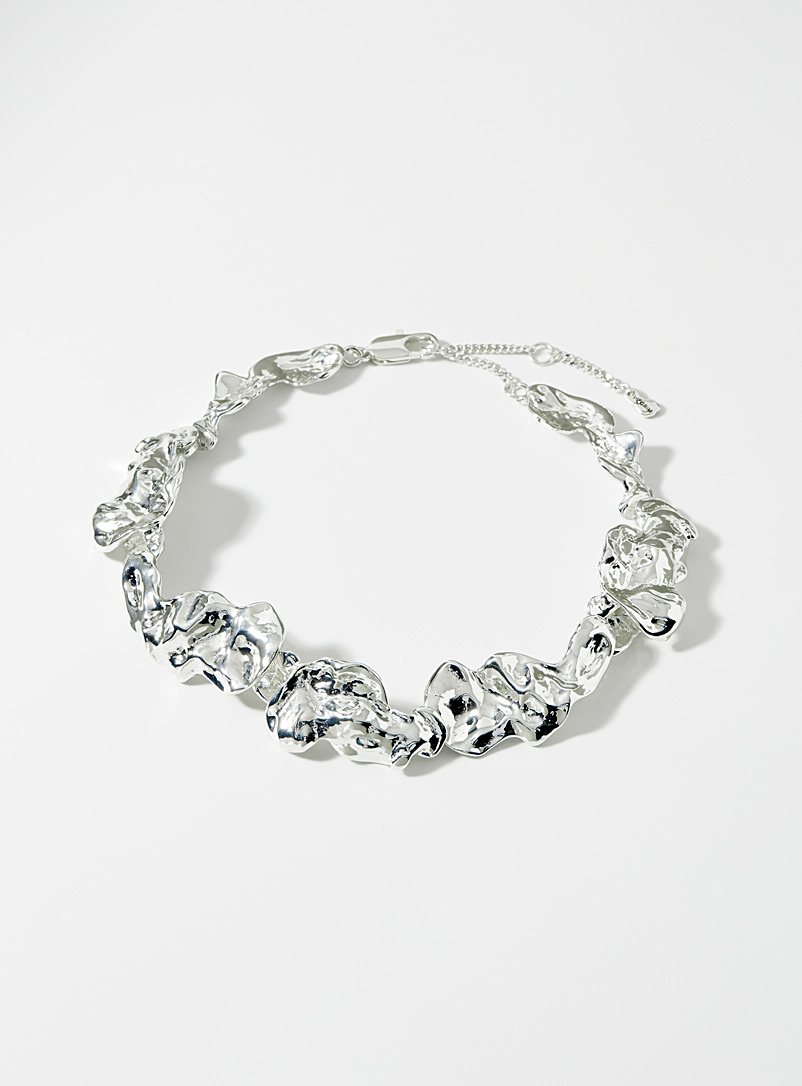 Pilgrim Silver Hammered rigid necklace for women