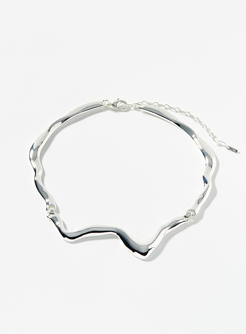 Pilgrim Silver Curved rigid necklace for women