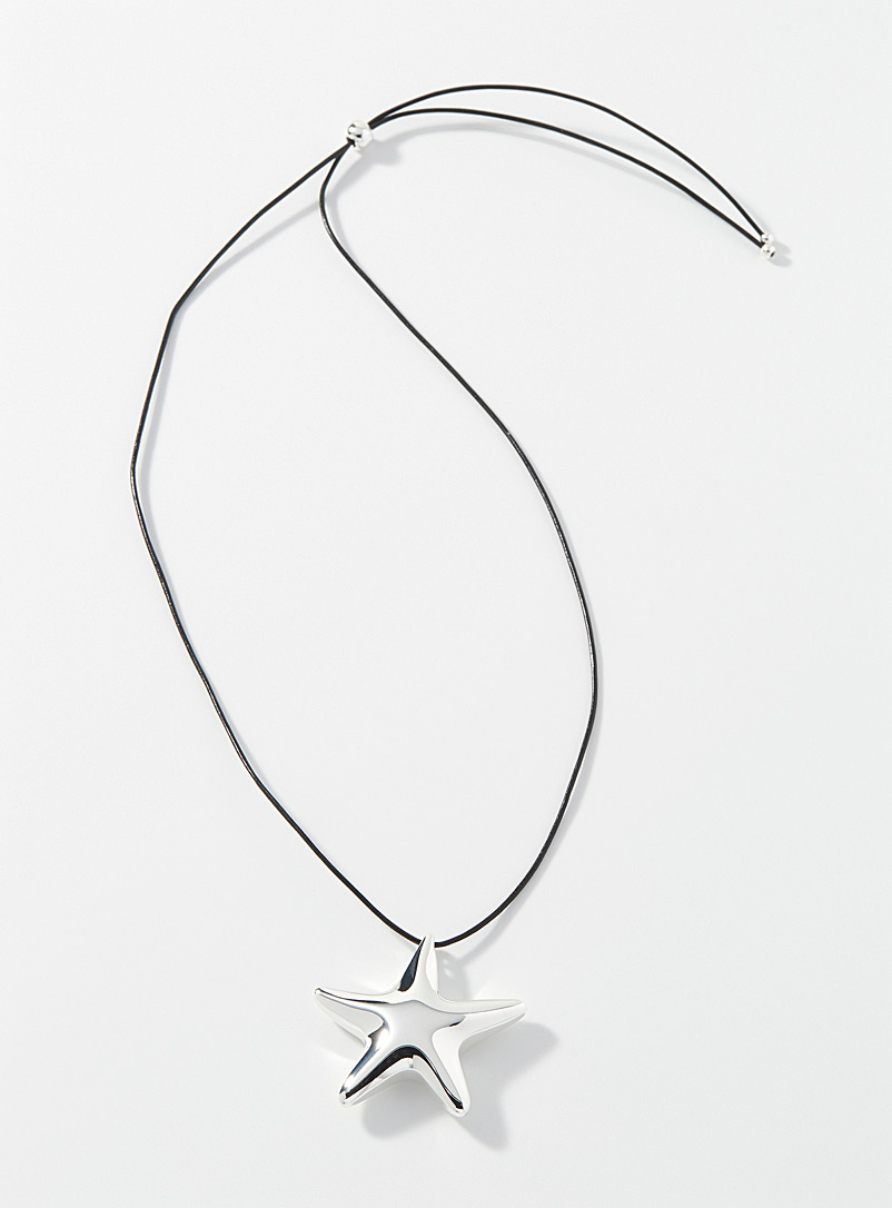 Pilgrim Silver Starfish cord necklace for women