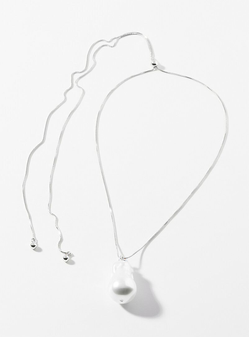 Magnifique Chaîne Longue En Argent Avec Breloque Tombante - Style Décolleté, Occasion Élégante