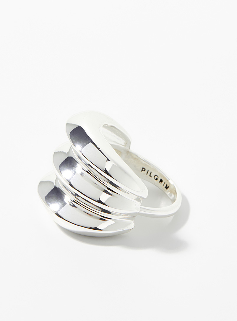 Pilgrim Silver Silver triple-like signet ring for women