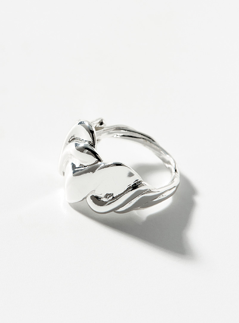 Pilgrim Silver Twisted sculptural adjustable ring for women