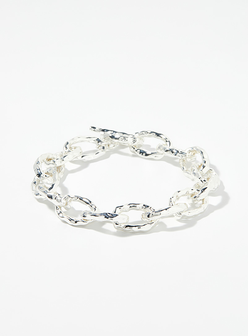 Pilgrim Silver Hammered-link bracelet for women