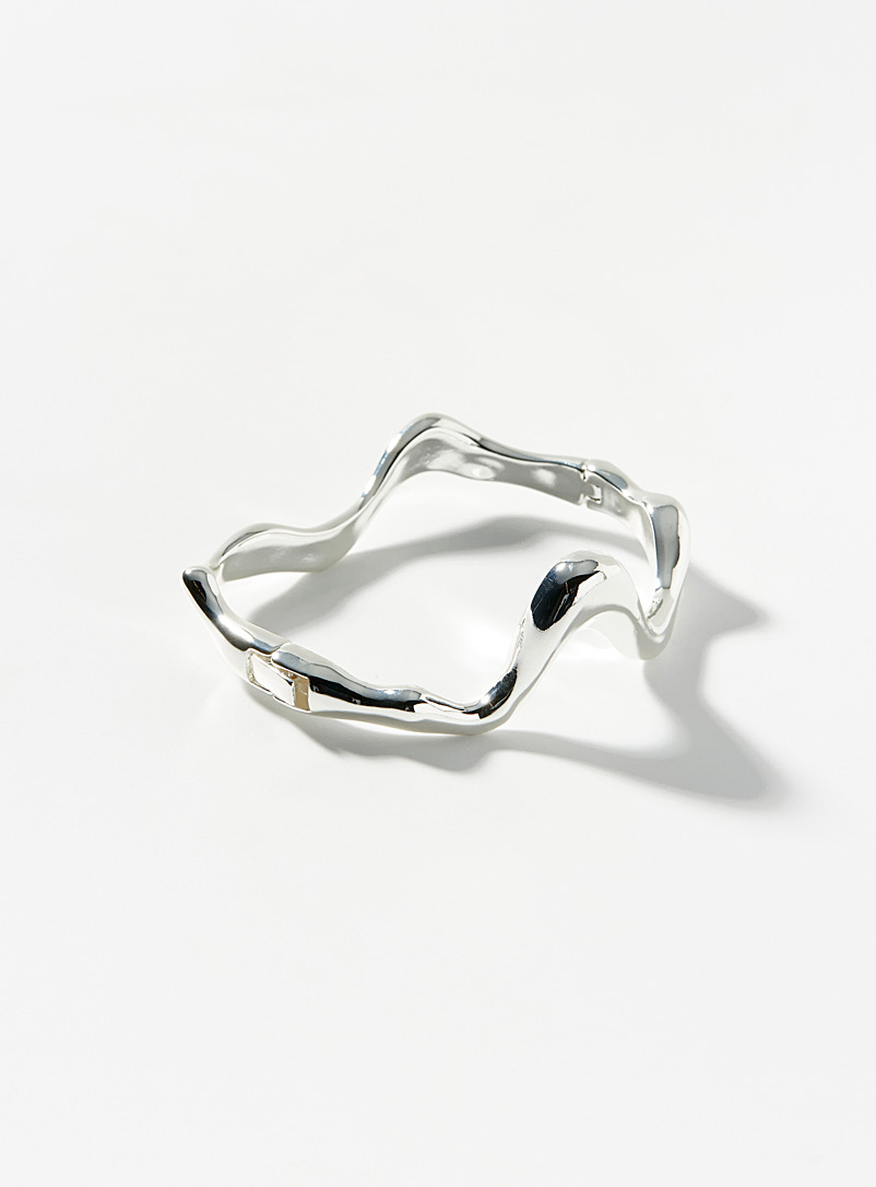 Pilgrim Silver Curved rigid bracelet for women
