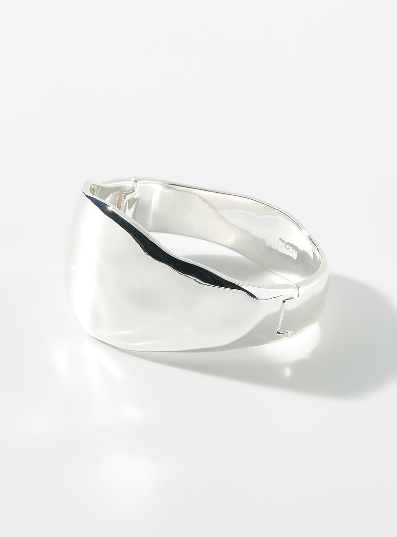 Bracelet Jonc Esclave En Argent 925 Martelé - Diamètre 60mm, Finition Miroir, Neuf Avec étiquettes