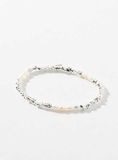 Pearl and hammered-nugget bracelet <b>Exclusive Simons x Pilgrim collection</b>