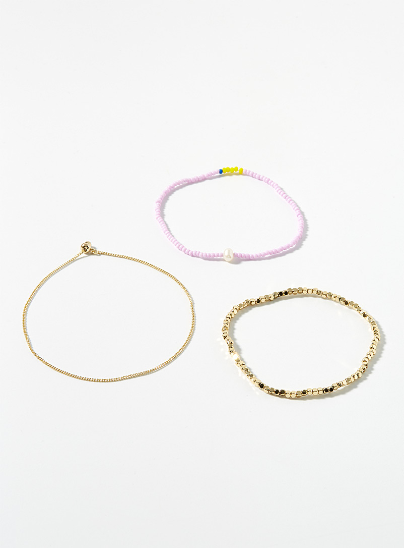 Pilgrim: Les bracelets lilas et or Ensemble de 3 Lilas pour femme