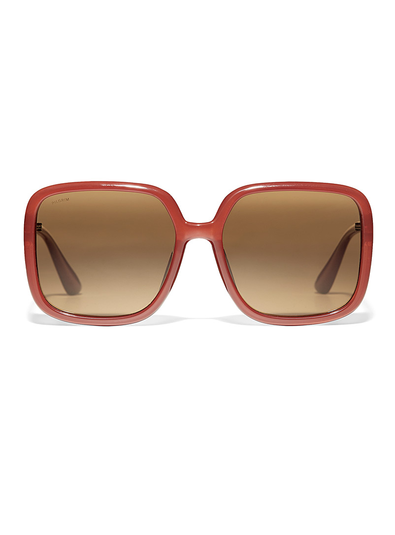 Pilgrim: Les lunettes de soleil carrées surdimensionnées Milan Brun pour femme