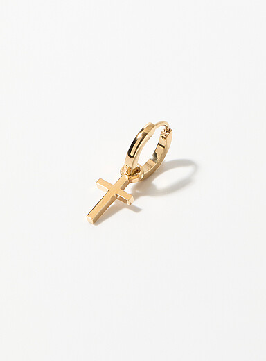 Cross and hoop earring
