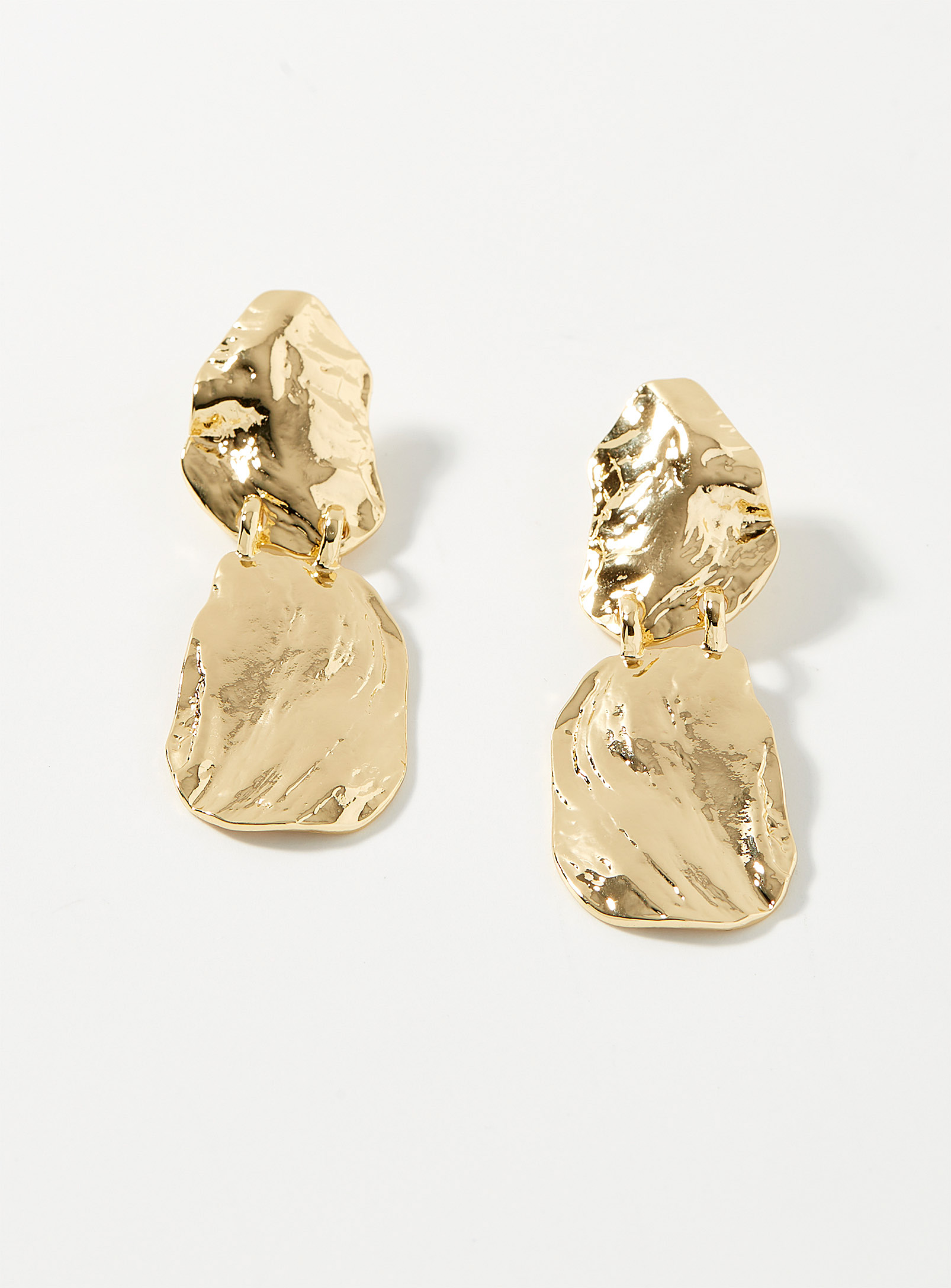 Pilgrim Large Hammered Earrings In Gold