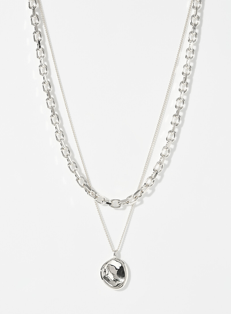 2-in-1 chain and irregular pendant necklace product image (primary)