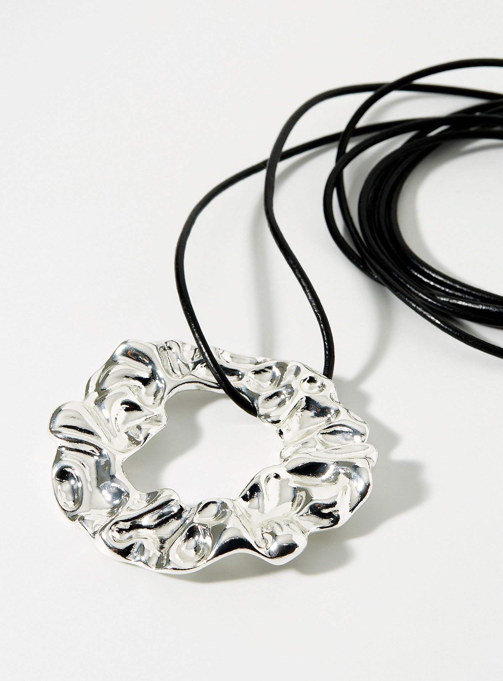 Pilgrim - Women's Hammered pendant cord necklace