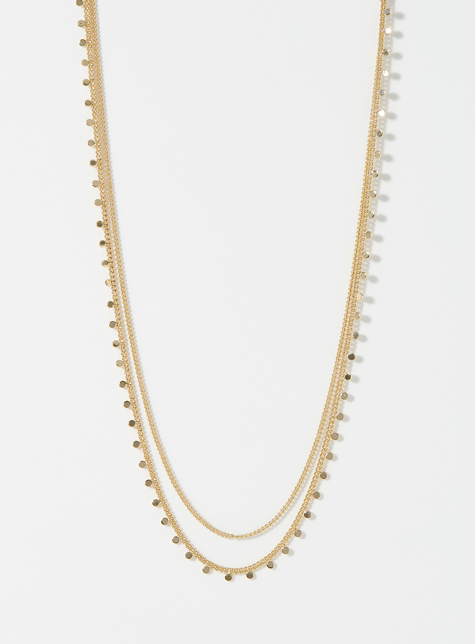 Pilgrim Chain And Disc Necklace In Gold