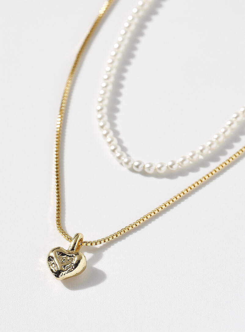 Pearly bead and heart chains 2-piece set product image 2