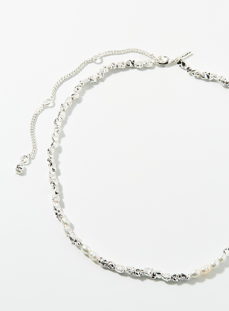 Pearl and hammered-nugget necklace Exclusive Simons x Pilgrim collection product image 3