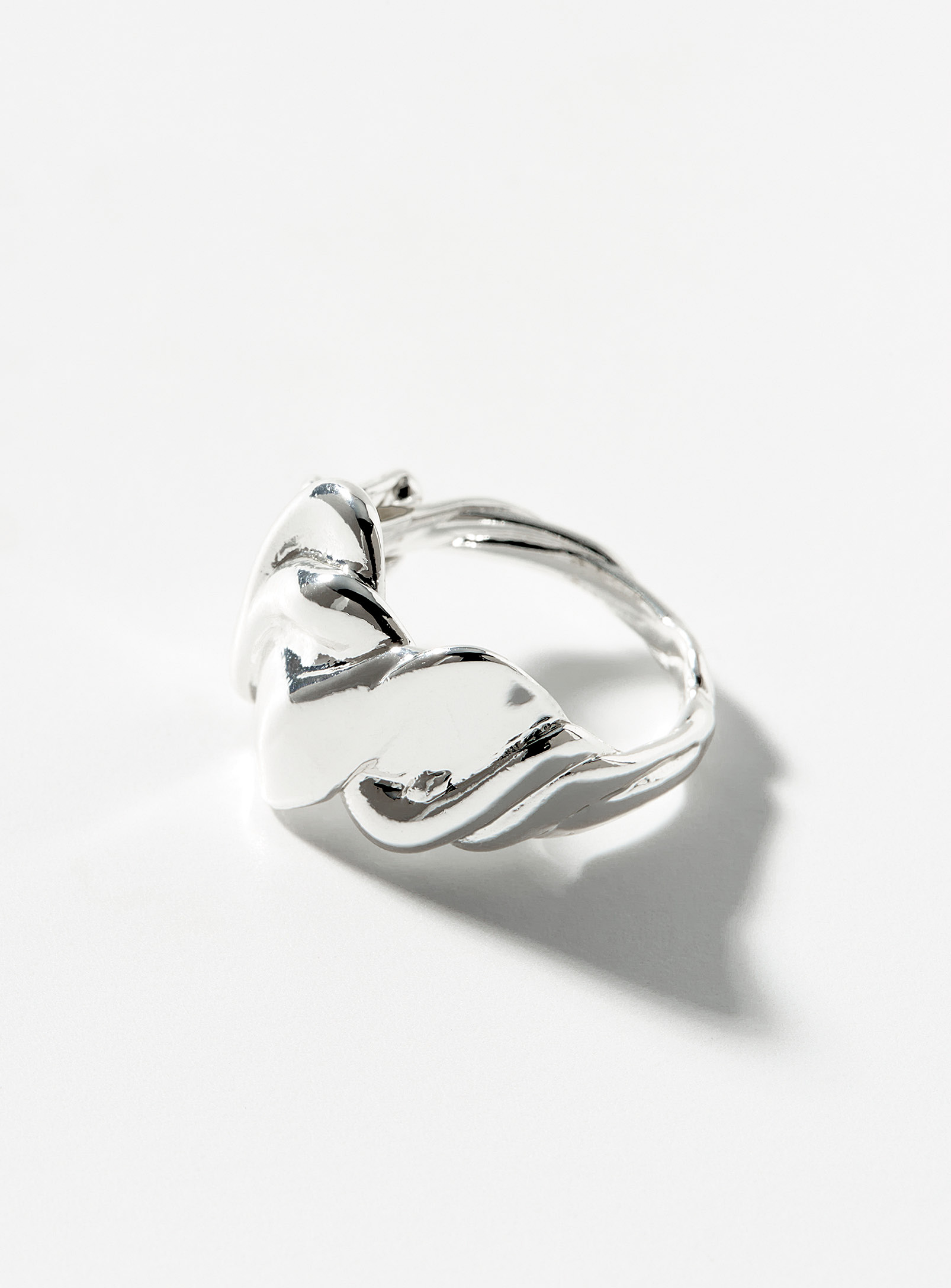 Pilgrim Twisted Sculptural Adjustable Ring In Silver