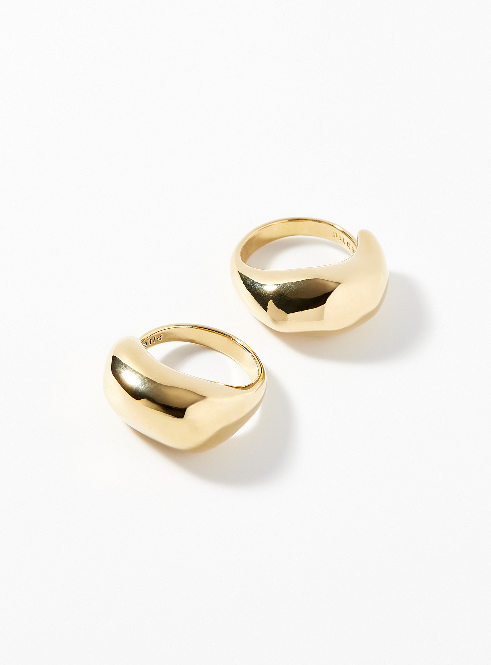 Pilgrim Solid Dome Adjustable Rings Set Of 2 In Gold