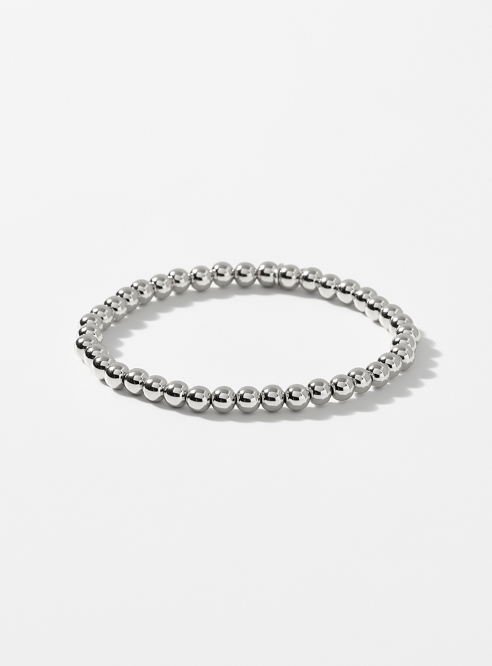 Pilgrim Metallic Bead Bracelet In Silver