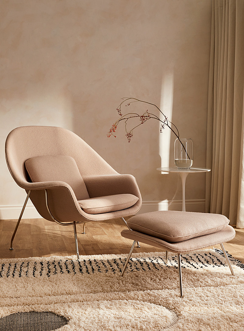 Simons Maison Light beige Modern chair with footrest 2-piece set