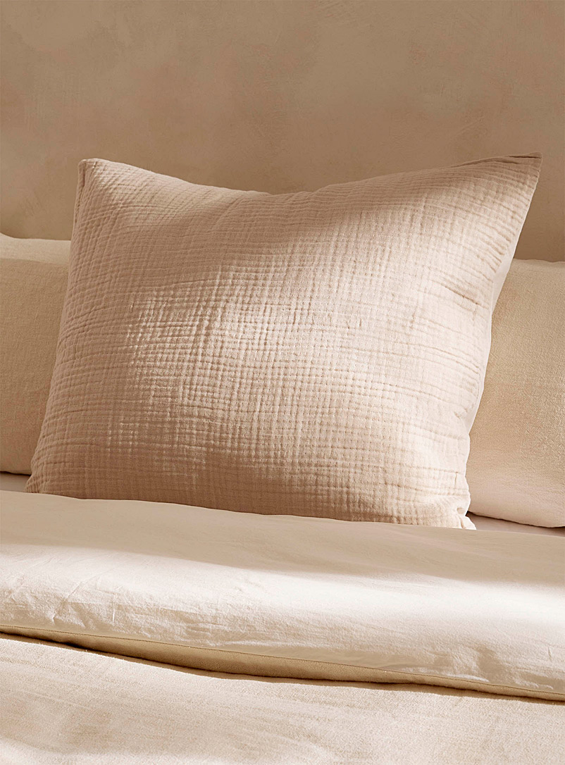 Simons Maison Ecru/Linen Wrinkled pure cotton Euro pillow sham