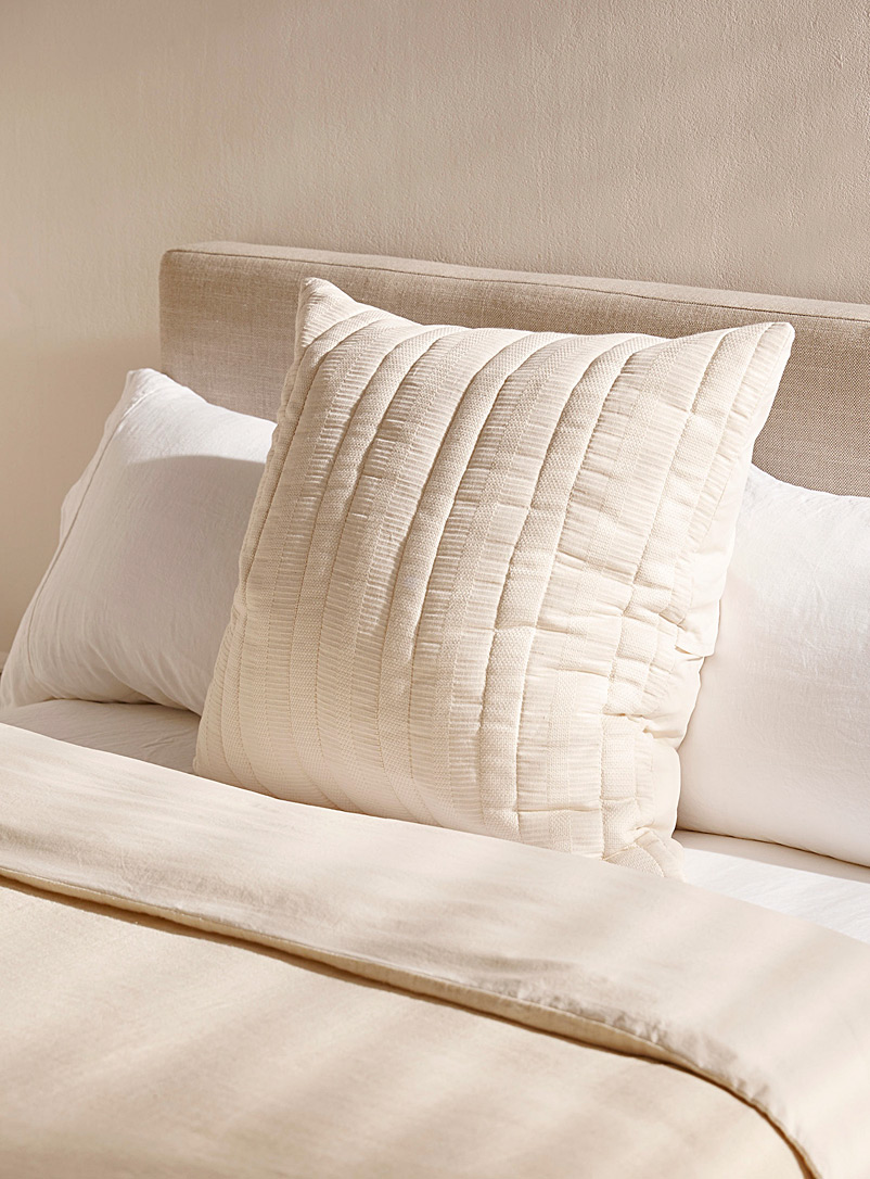 Simons Maison White Textured stripes euro pillow sham