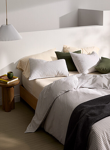 Anthracite striped duvet cover set