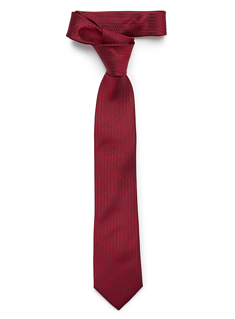 Le 31: La cravate lustrée zigzags Rouge foncé-vin-rubis pour homme