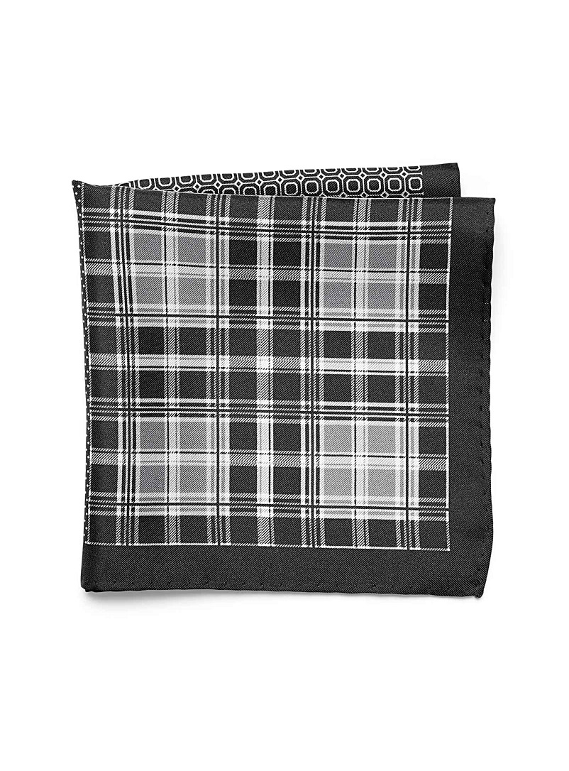 Le 31 Black 4-in-1 graphic pocket square for men