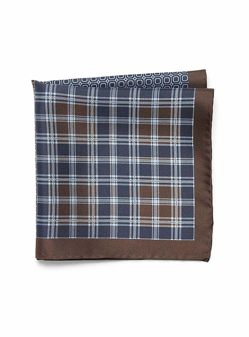 Le 31 Brown 4-in-1 graphic pocket square for men