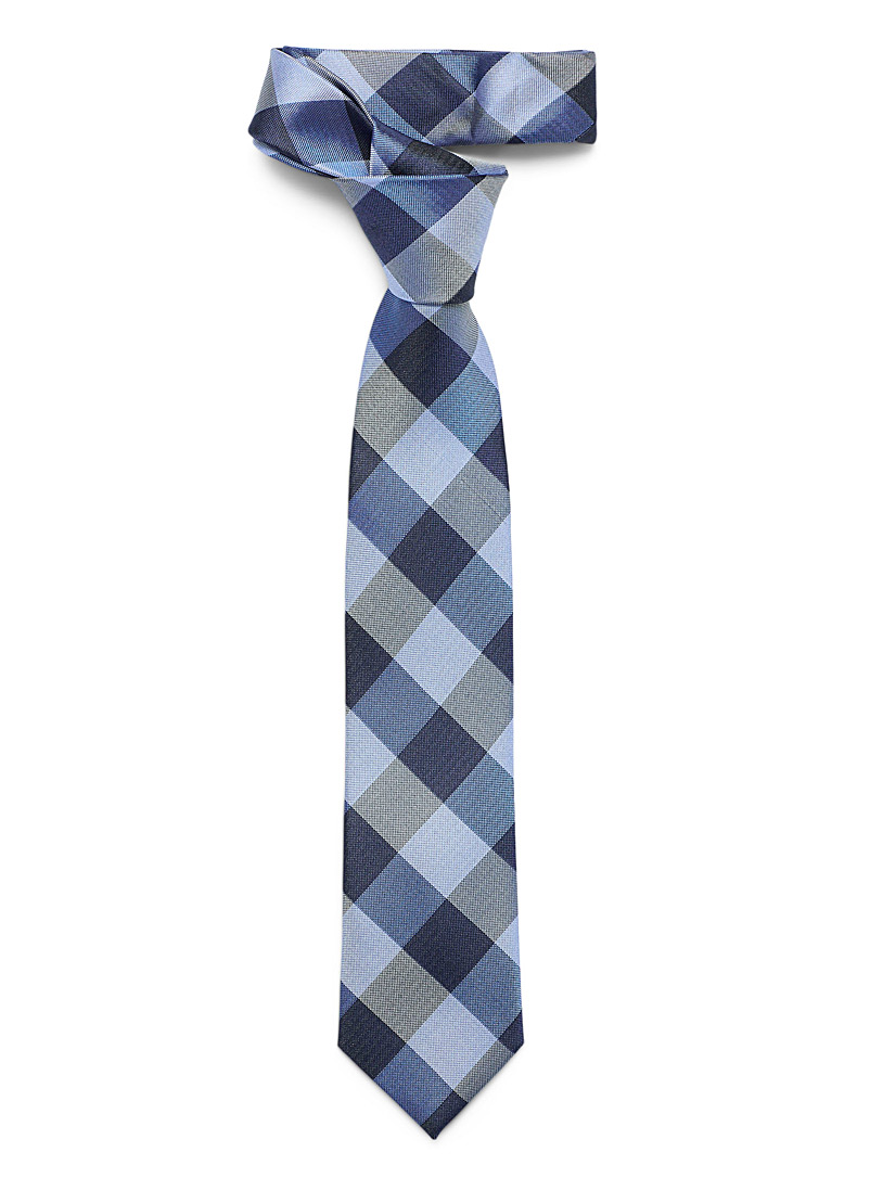 Le 31 Blue Blue check tie for men