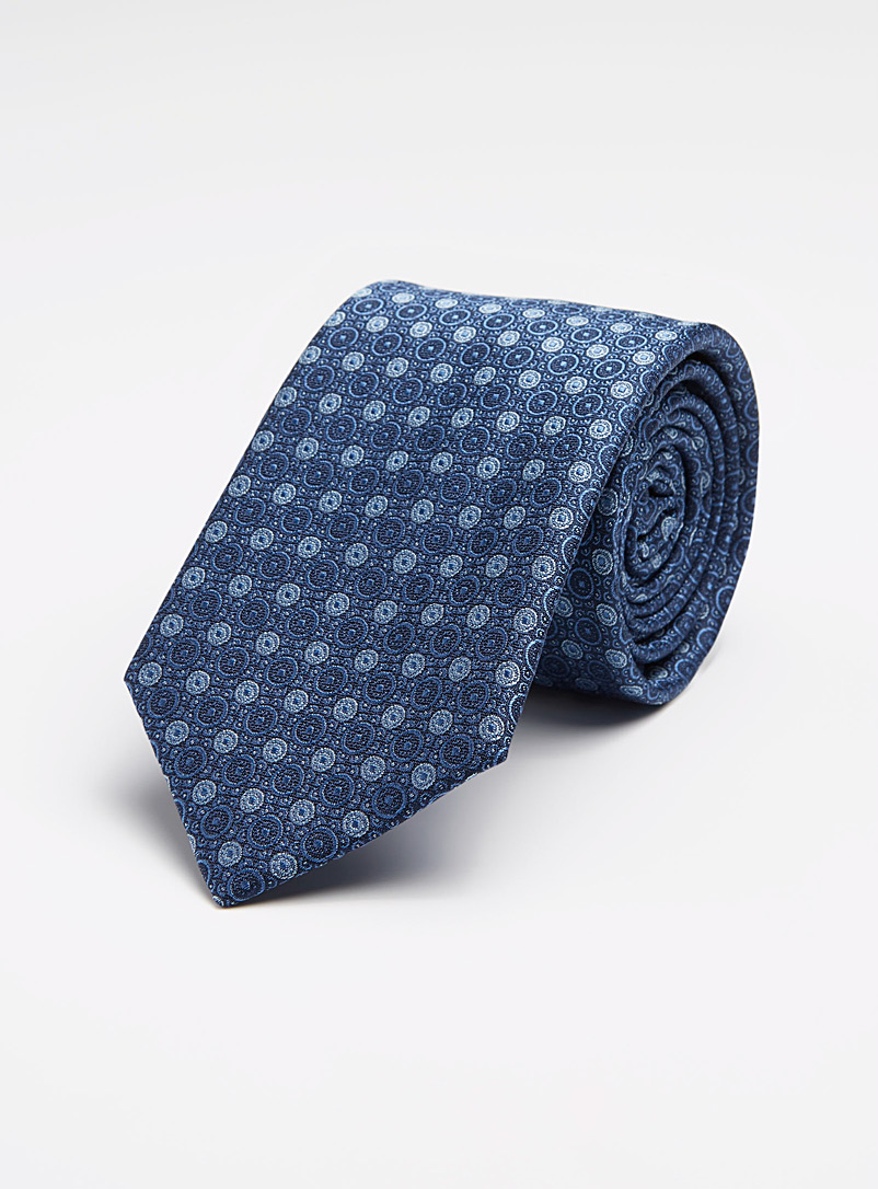 Le 31 Marine Blue Tone-on-tone mosaic tie for men
