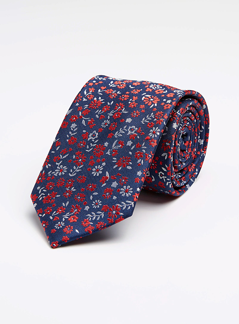 Le 31 Marine Blue Wildflower tie for men