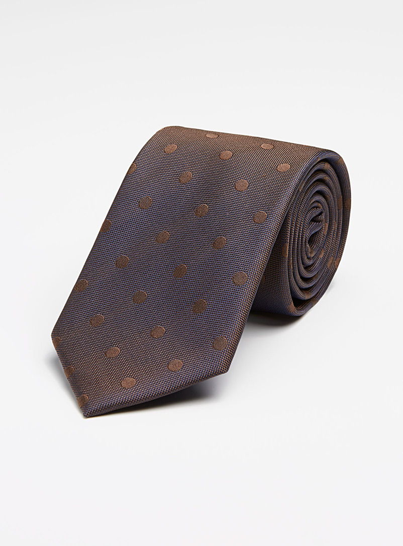 Le 31 Brown Tone-on-tone dot tie for men