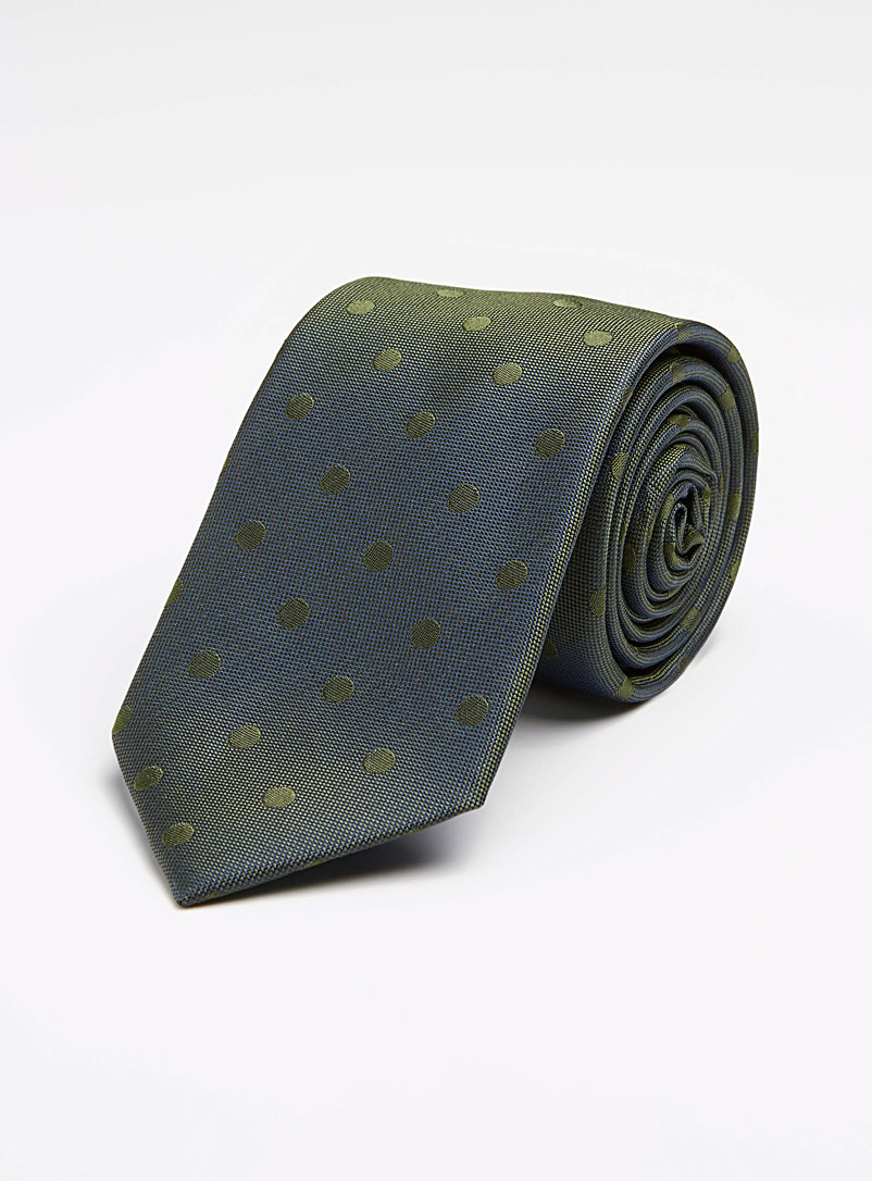 Le 31: La cravate pois ton sur ton Vert foncé-mousse-olive pour homme