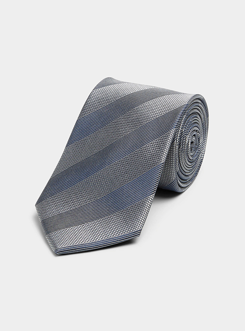 Le 31: La cravate rayures gravées Charbon pour homme