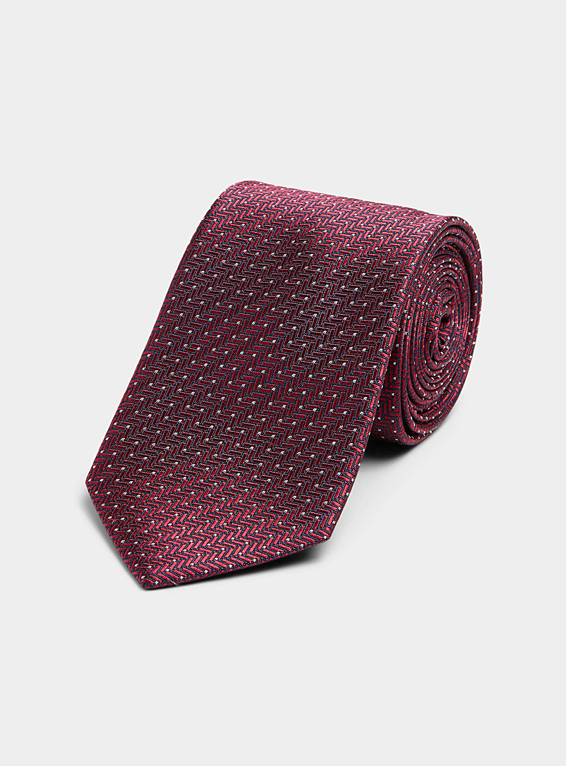 Le 31: La cravate chevrons pointillés Rouge foncé-vin-rubis pour homme