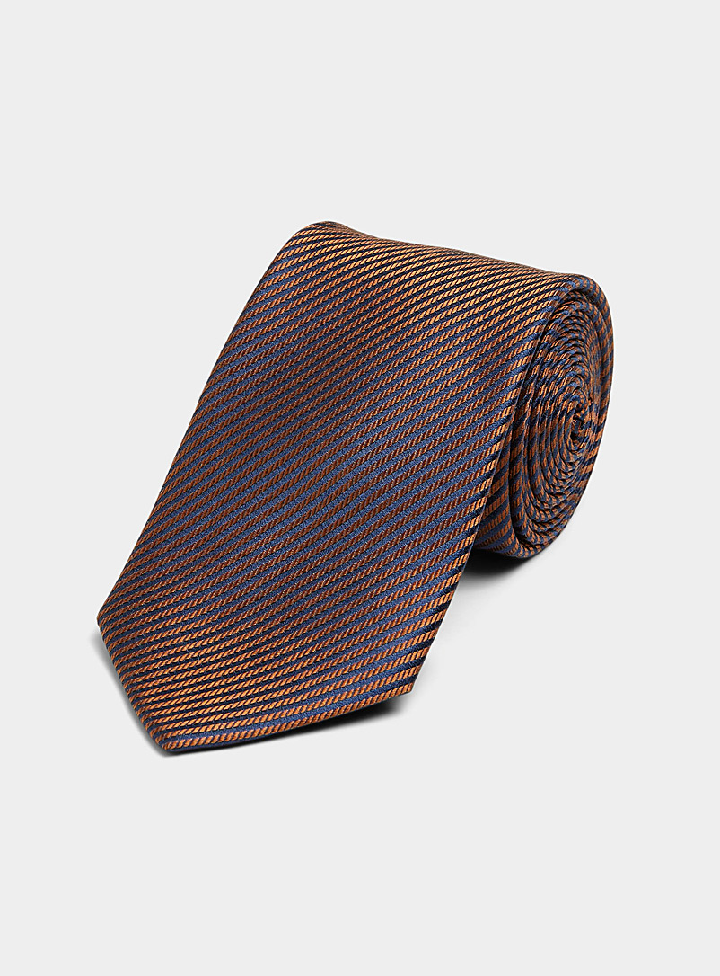 Le 31 Medium Brown Copper stripe tie for men
