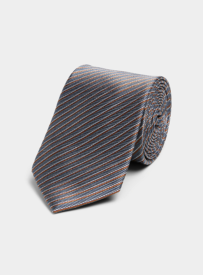 Le 31 Dark Blue Dual stripe tie for men