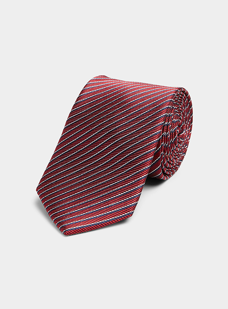 Le 31 Ruby Red Dual stripe tie for men