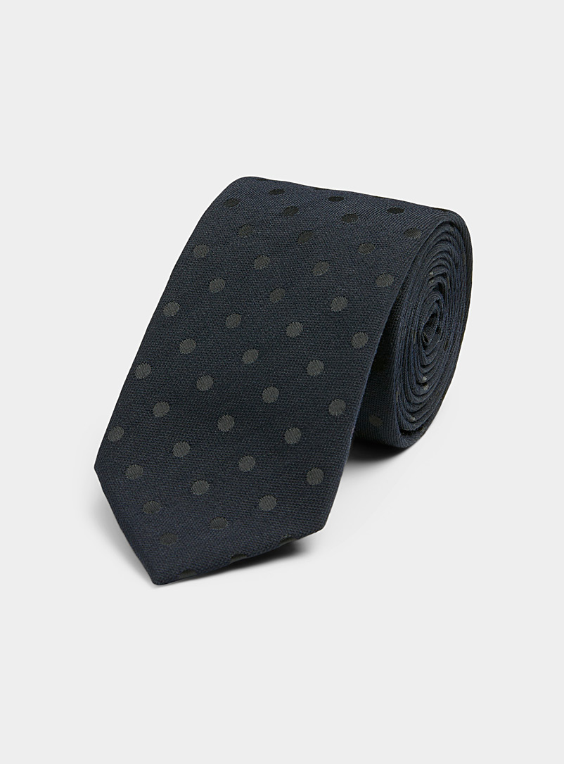 Le 31 Black Tone-on-tone dot wool tie for men