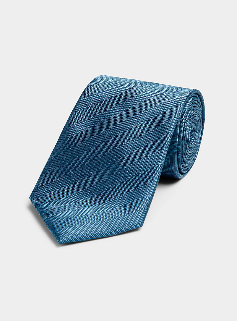 Le 31 Slate Blue Two-tone herringbone tie for men